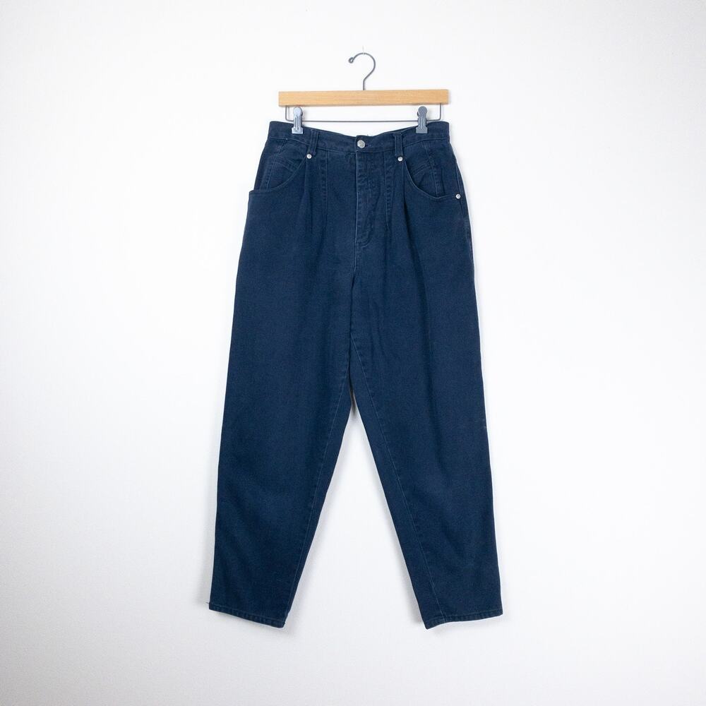 Gloria Vanderbilt Vintage Navy Blue Cotton Denim Pintuck High Rise Jeans 10